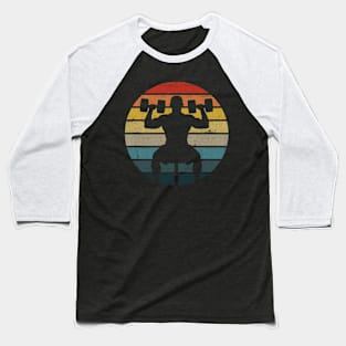 Shoulder Exercises Silhouette On A Distressed Retro Sunset graphic Baseball T-Shirt